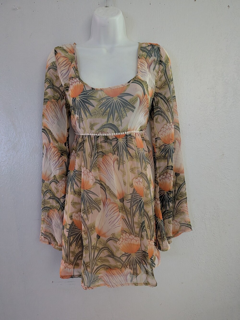 Tobi Sheer Tropical Dress